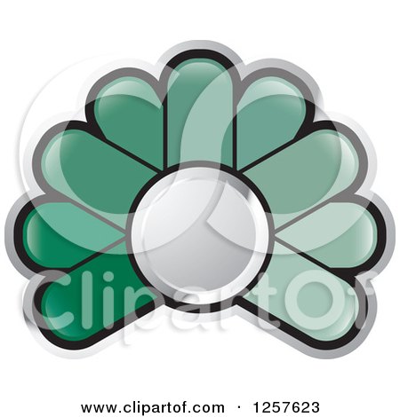 Clipart of a Green Abstract Flower Button Logo - Royalty Free Vector Illustration by Lal Perera