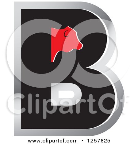 Clipart of a Cow on a Letter B - Royalty Free Vector Illustration by Lal Perera