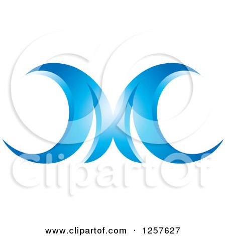 Clipart of a Blue Abstract Logo Resembling the Letter M - Royalty Free Vector Illustration by Lal Perera
