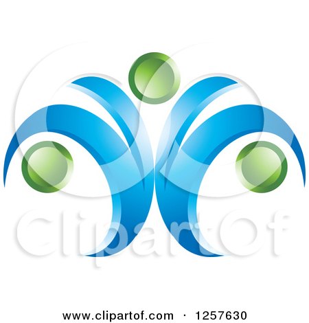 Clipart of an Abstract Blue Wave and Green Orb Logo - Royalty Free Vector Illustration by Lal Perera