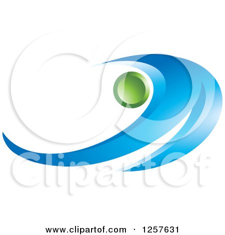 Clipart of an Abstract Blue Wave and a Green Orb Logo - Royalty Free Vector Illustration by Lal Perera