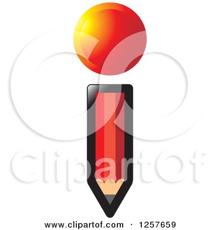Clipart of a Red Pencil and Orb - Royalty Free Vector Illustration by Lal Perera