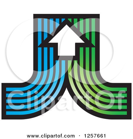 Clipart of Curves of Blue and Green with an Arrow - Royalty Free Vector Illustration by Lal Perera