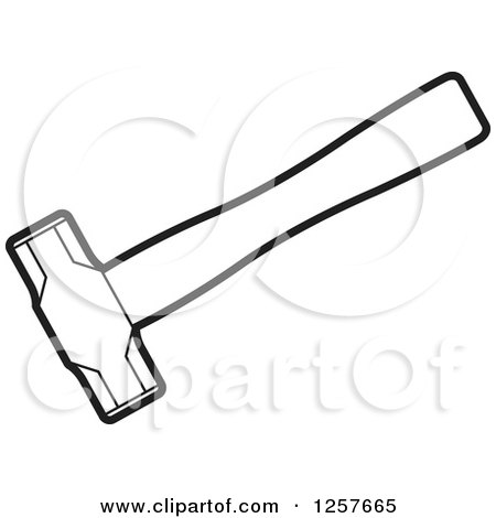Clipart of a Black and White Hammer - Royalty Free Vector Illustration by Lal Perera