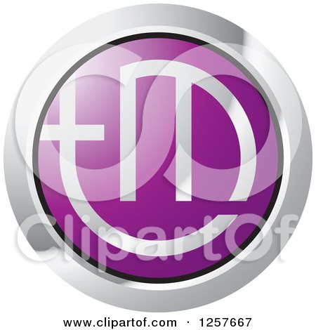 Clipart of a Round Chrome and Purple Trademark Icon - Royalty Free Vector Illustration by Lal Perera