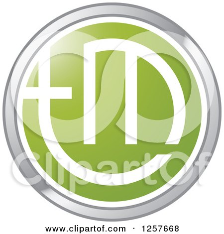 Clipart of a Round Chrome White and Green Trademark Icon - Royalty Free Vector Illustration by Lal Perera