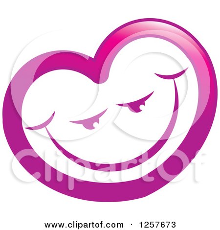 Clipart of a Happy Grinning Pink Heart - Royalty Free Vector Illustration by Lal Perera