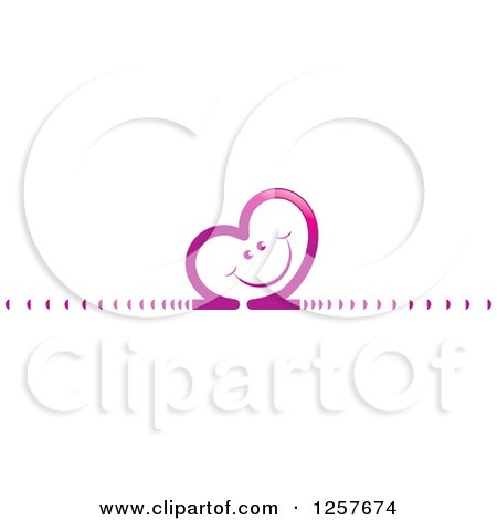 Clipart of a Happy Grinning Pink Heart and Trail - Royalty Free Vector Illustration by Lal Perera