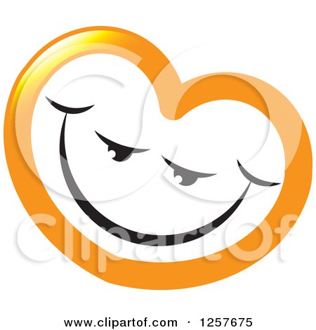Clipart of a Happy Grinning Orange Heart - Royalty Free Vector Illustration by Lal Perera