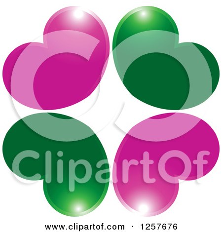Clipart of a Group of Pink and Green Hearts - Royalty Free Vector Illustration by Lal Perera
