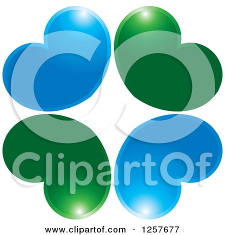 Clipart of a Group of Blue and Green Hearts - Royalty Free Vector Illustration by Lal Perera