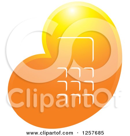 Clipart of a Gradient Orange Sunset Heart with a Cell Phone - Royalty Free Vector Illustration by Lal Perera