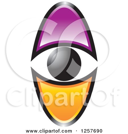 Clipart of a Purple and Orange Eye - Royalty Free Vector Illustration by Lal Perera