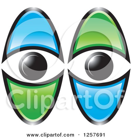 Clipart of Blue and Green Eyes - Royalty Free Vector Illustration by Lal Perera
