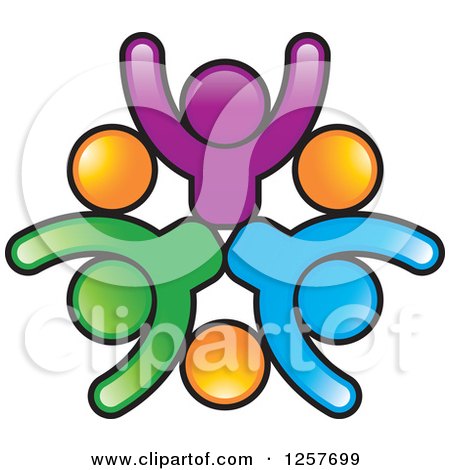 Clipart of Colorful Diverse Team of People and Orbs - Royalty Free Vector Illustration by Lal Perera