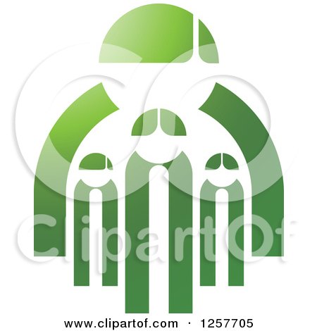 Clipart of a Green Family of Four - Royalty Free Vector Illustration by Lal Perera