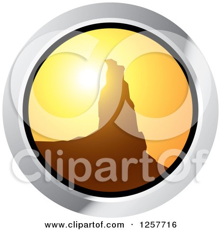 Clipart of a Round Sunset Rock Formation Icon - Royalty Free Vector Illustration by Lal Perera