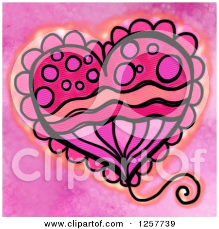Clipart of a Pink Doodled Heart Balloon - Royalty Free Illustration by Prawny