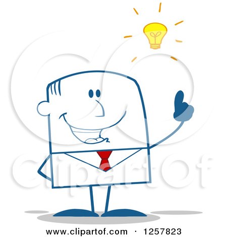 Clipart of a Smart Businessman with a Bright Idea - Royalty Free Vector Illustration by Hit Toon