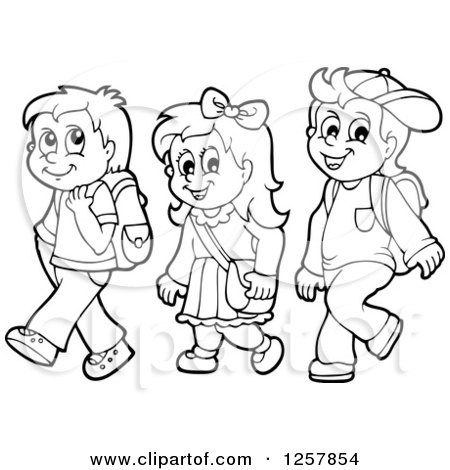 students walking clipart