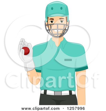 Clipart of a Young Wicket Keeper Man - Royalty Free Vector Illustration by BNP Design Studio