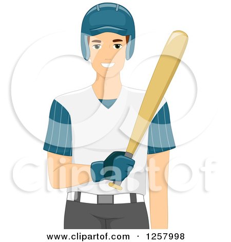 Clipart of a Young White Man Holding a Baseball Bat - Royalty Free Vector Illustration by BNP Design Studio