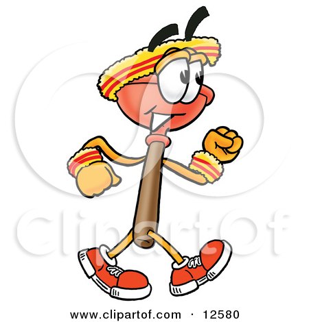 Clipart Picture of a Sink Plunger Mascot Cartoon Character Speed Walking or Jogging by Mascot Junction