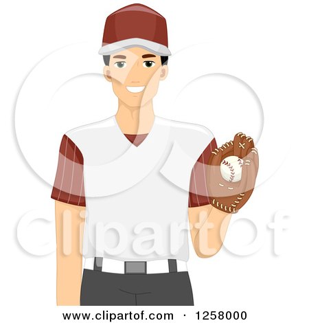 Clipart of a Young White Baseball Pitcher Man - Royalty Free Vector Illustration by BNP Design Studio