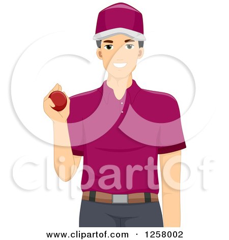 Clipart of a Young Cricket Bowler Man - Royalty Free Vector Illustration by BNP Design Studio