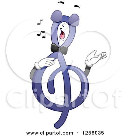 Clipart of a G Clef Music Note Singing - Royalty Free Vector Illustration by BNP Design Studio