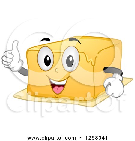 Clipart of a Happy Butter Character Giving a Thumb up - Royalty Free Vector Illustration by BNP Design Studio