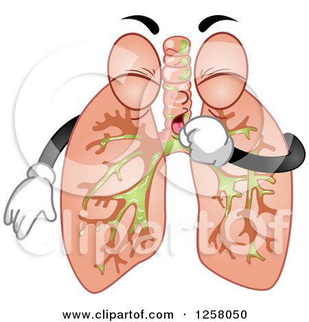 Clipart of a Human Lungs Character Coughing - Royalty Free Vector Illustration by BNP Design Studio