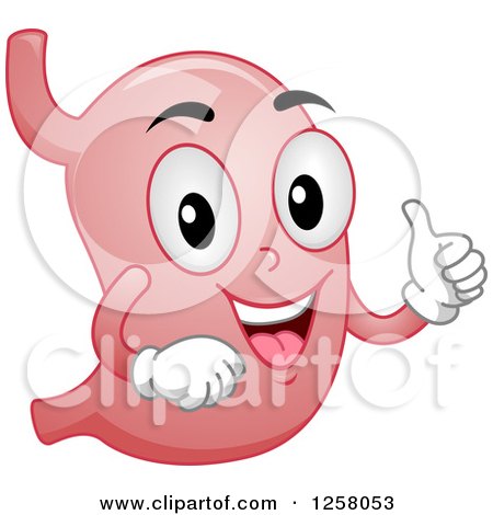 Clipart of a Happy Stomach Character Holding a Thumb up - Royalty Free Vector Illustration by BNP Design Studio