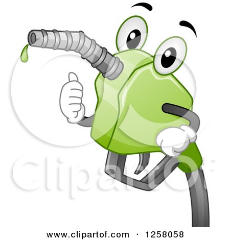 Clipart of a Happy Green Biofuel Gas Nozzle Holding a Thumb up - Royalty Free Vector Illustration by BNP Design Studio