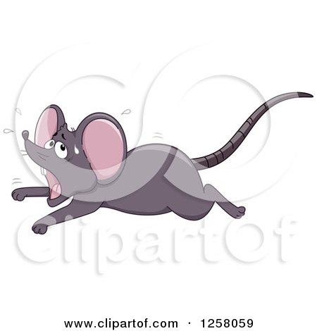 Clipart of a Scared Mouse Running - Royalty Free Vector Illustration by BNP Design Studio