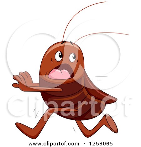 Clipart of a Scared Cockroach Running - Royalty Free Vector Illustration by BNP Design Studio