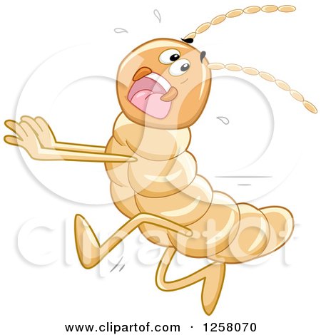 Clipart of a Scared Termite Running and Screaming - Royalty Free Vector Illustration by BNP Design Studio