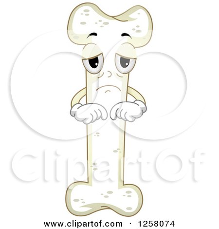 Clipart of a Sad Old Bone Character - Royalty Free Vector Illustration by BNP Design Studio