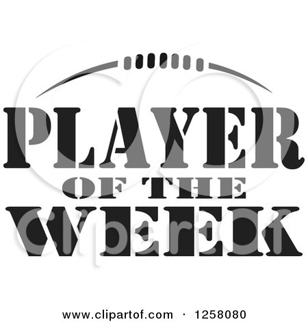 Clipart of a Black and White Football and Player of the Week Text - Royalty Free Vector Illustration by Johnny Sajem