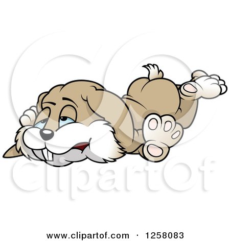 Clipart of a Tired Brown Bunny Rabbit - Royalty Free Vector Illustration by dero