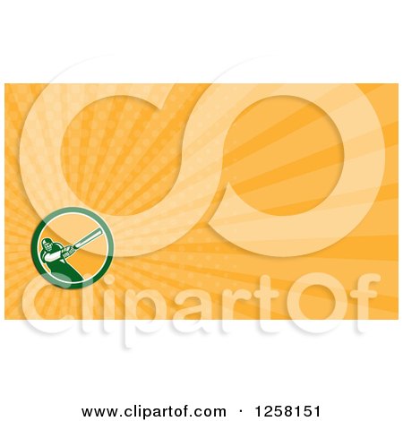 Clipart of a Retro Cricket Batsman and Rays Business Card Design - Royalty Free Illustration by patrimonio