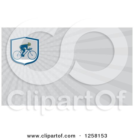 Clipart of a Retro Cyclist and Rays Business Card Design - Royalty Free Illustration by patrimonio