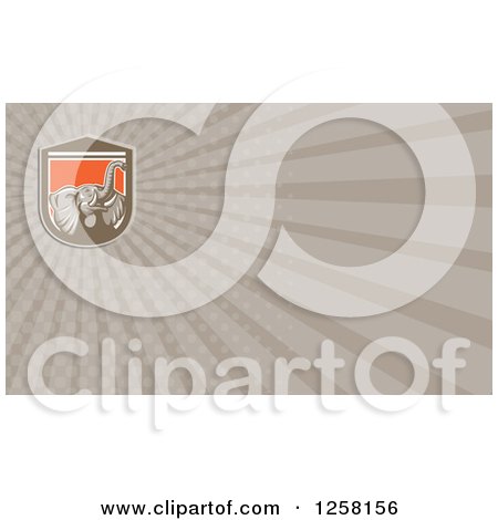 Clipart of a Retro Elephant and Rays Business Card Design - Royalty Free Illustration by patrimonio