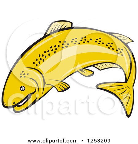 Clipart of a Cartoon Rainbow Trout Fish Jumping - Royalty Free Vector Illustration by patrimonio
