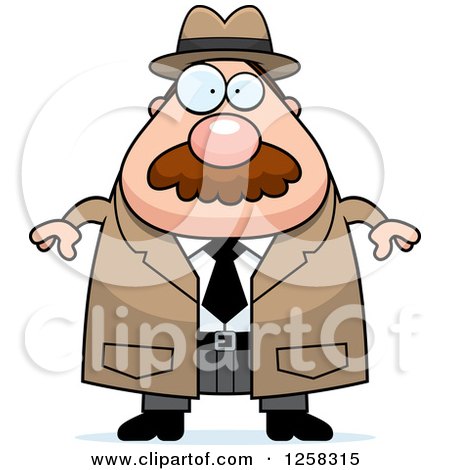 Clipart of a White Chubby Male Detective - Royalty Free Vector Illustration by Cory Thoman