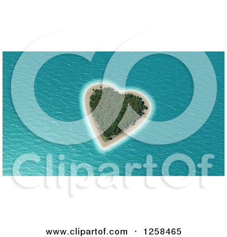 Clipart of a 3d Lush Heart Shaped Island - Royalty Free Illustration by KJ Pargeter