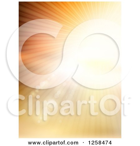 Clipart of a Burst of Sunshine over a Beach - Royalty Free Vector Illustration by KJ Pargeter