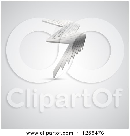 Clipart of a 3d Silver Abstract Bolt Design with Text Space on Gray - Royalty Free Vector Illustration by KJ Pargeter