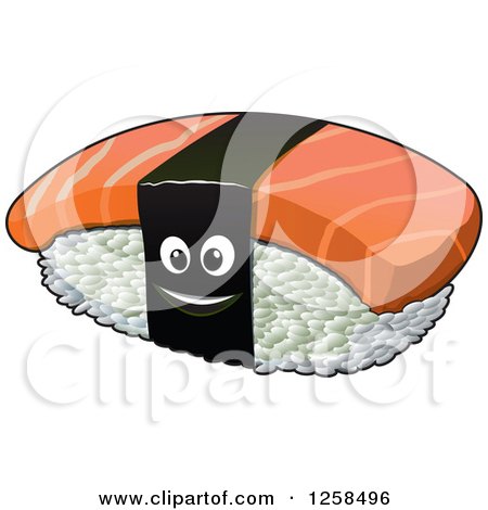 Clipart of a Happy Sushi Nigiri Character - Royalty Free Vector Illustration by Vector Tradition SM