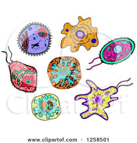Clipart of Colorful Doodled Virus or Amoeba - Royalty Free Vector Illustration by Vector Tradition SM